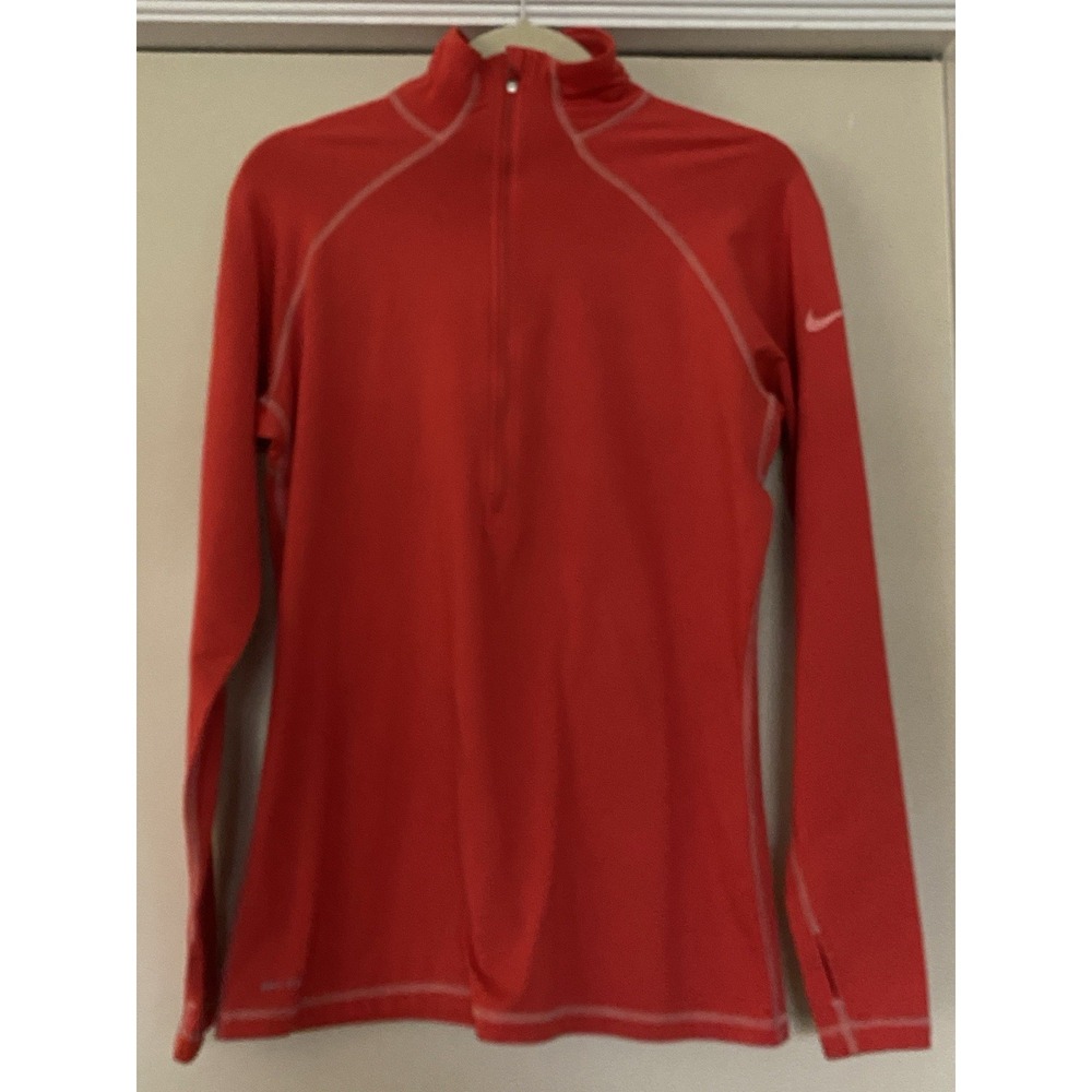 Nike Pro Dri-Fit Long Sleeve 1/2 Half Zip Top Women's XL Red